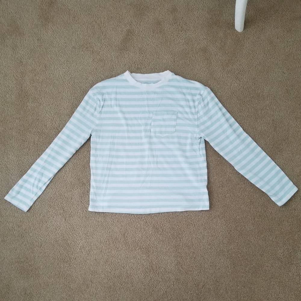 Ice Blue/ Mint Long Sleeve Striped Tee
